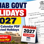 Punjab Government Holidays 2027 calendar with official Punjabi government notification and gazetted holidays list